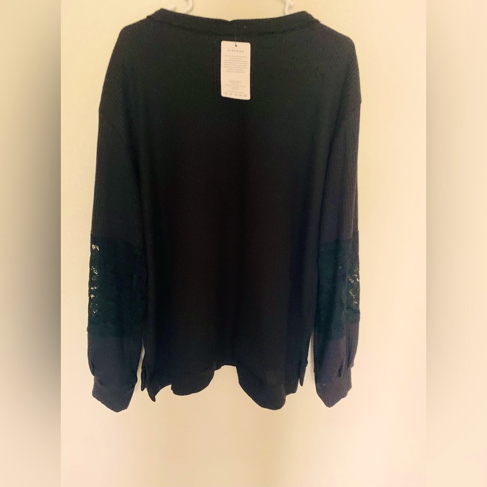 NWT Kirundo lightweight tunic sweater V-neck criss-cross crochet waffle-knit xl - Picture 6 of 10